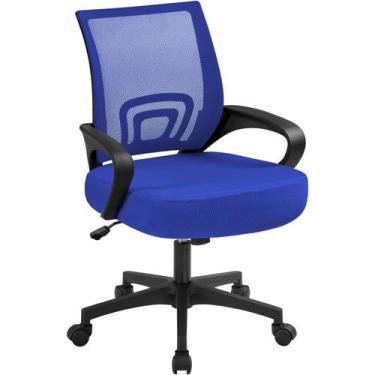 Imagem de Cadeira de escritório Yaheetech Mid-Back Mesh Ergonomic Swivel Blue