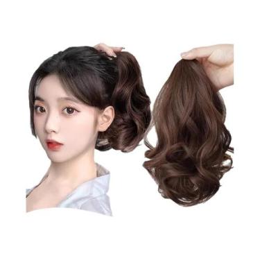 Imagem de Ponytail Sintético Curto E Cacheado Preto E Marrom Com Clipe De Garra 