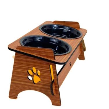 Imagem de Tigela Elevada Para Gatos E CãEs Com Tampa(Duplo Preto)