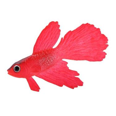 Imagem de Generic Tanque de Peixes de Silicone Pequeno Engraçado Decoração de Peixes Artificiais Ornamento Realista para Aquário (Peixe betta vermelho nº 1)