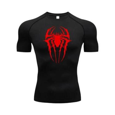 Imagem de Camiseta De Compressão Para Corrida Masculina Com Estampa De Aranha, S
