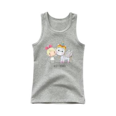 Imagem de Camiseta Regata Sem Mangas Para Meninas Com Estampa De Unicórnio Kawai