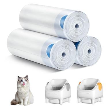 Imagem de Pacote com 60 sacos de areia para gatos, sacos de areia para gatos para caixa de areia automática Thereye SC06, forros resistentes a vazamentos, grande 66 cm × 30 cm