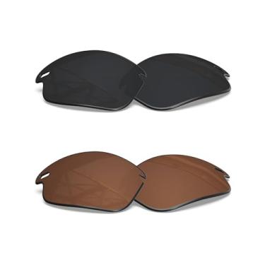 Imagem de SmartVLT Lentes de reposição masculinas para óculos de sol Oakley Fast Jacket OO9097 - Mais opções, Stealth preto e marrom âmbar, Tamanho �nico