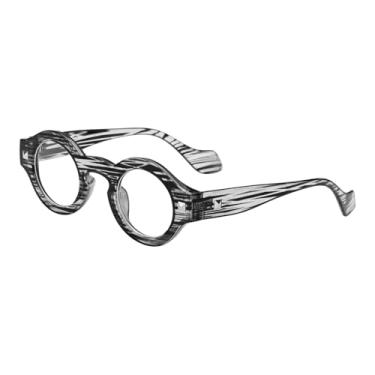 Imagem de HARFINGTON Óculos de sol para mulheres e homens, armação redonda retrô em policarbonato moderno com proteção solar, Cinza listrado