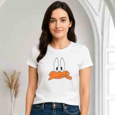 Imagem de Camiseta Feminina Baby Look Patolino Branca 100% Algodão - Delite, GG