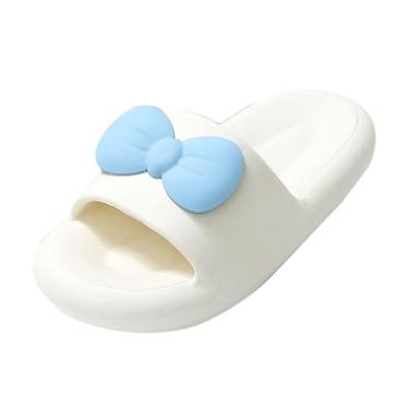 Imagem de Chinelos femininos para ambientes internos e externos, sola macia, confortável, fofo, uso doméstico, moderno, para casais, sapatos femininos respiráveis, Branco, 36
