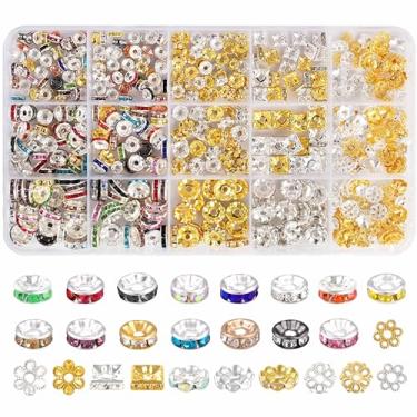 Imagem de 610 contas espaçadoras Rondelle para fabricação de joias, contas espaçadoras coloridas de strass para canetas com contas, espaçadores de contas de cristal para pulseiras, canetas, artesanato DIY (6 mm