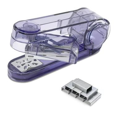 Imagem de Temiary Grampeador giratório de braço oscilante com 400 grampos, grampeadores de mesa de rotação de 360 graus para encadernação de livretos ou livros, capacidade de 25 folhas para material de