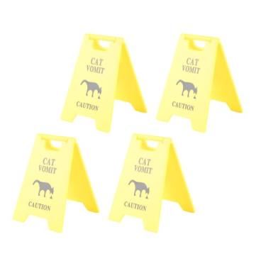 Imagem de aqxreight 4 Peças Sinal de Vômito de Gato Resistente à água ABS 3D Impresso Engraçado Sinal de Aviso de Vômito de Gato Decoração para Amantes de Gatos na área como passo! Observe Seus Saques Claros,
