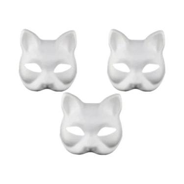 Imagem de Máscaras De Gato Brancas DIY Em Branco Para Halloween, Máscaras De Cos