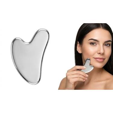 Imagem de Gua Sha Aço Inox Profissional, Placa Massageadora Facial, Lifting e Drenagem, Não Quebra, Não Acumula Bactérias (1)