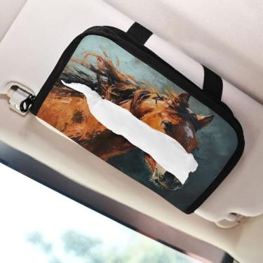 Imagem de SEHANY Suporte de lenços de carro Majestic Horse, caixa de lenços para carro, viseira solar, porta-guardanapos retangular, dispensador de máscara de carro, caixa de lenços de papel para automóveis
