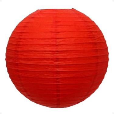 Imagem de Luminária Japonesa Decoração Oriental Papel 50 cm Vermelha - Galleria 
