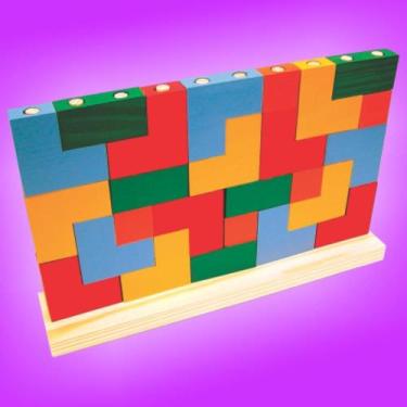 Imagem de Blocos de encaixe tetris de madeira 25 peças grandes lindo - Equiper B