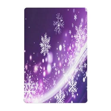 Imagem de Wassud Jogo de lençol de berço de Natal com flocos de neve para meninos e meninas, respirável, lençol com elástico, neutro, 71 x 132 cm