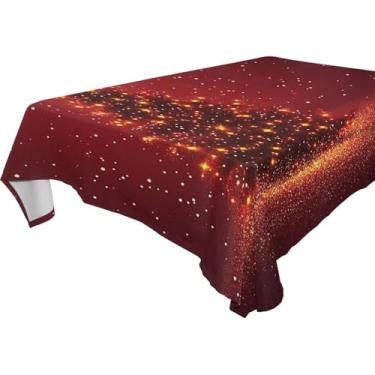 Imagem de Blueangle Glowing Stars Toalha de mesa para árvore de Natal – Toalha de mesa quadrada de poliéster impermeável e resistente a manchas para ambientes internos e externos, 137 x 137 cm (513)