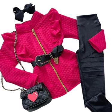 Imagem de Conjunto Infantil Menina Inverno Casaco metalasse Calça Cirre  - Nacio