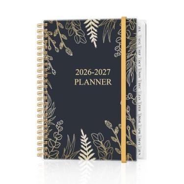 Imagem de Agenda 2026-2027 - Agenda 2026 2027 semanal e mensal de julho de 2026 a junho de 2027, agenda 2026 2027 com bolso interno, faixa elástica, 16,3 cm x 21,6 cm, folha de ouro branco