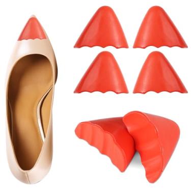 Imagem de 6 peças de inserções de sapato, enchimentos de almofada de dedo do pé ajustam-se a meias palmilhas reutilizáveis para mulheres e homens muito grandes e soltas (laranja, pontiaguda)