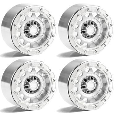 Imagem de Aros de roda Beadlock de 6,6 cm, 4 peças para corrida off-road RC em escala, uso para pneus OD 135 mm, roda de aço estampada com hexágonos de 17 mm/12 mm compatível com MJX H8H MK07 KM4 4082/83 1/7 1