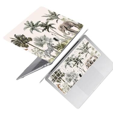 Imagem de HLAAJJX Capa de laptop para MacBook Air de 13 polegadas 2022 2024 2025 (modelo A3240 A3113 A2681), capa protetora rígida e capa de teclado para Air 34.5 cm M2 M3 M4, elefante selvagem