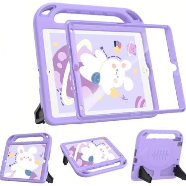 Imagem de BMOUO Capa infantil para iPad 5ª/6ª geração, iPad 9,7 2018/2017 com protetor de tela, capa à prova de choque para iPad Air 2 com suporte, roxo claro
