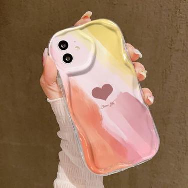 Imagem de Capa de celular com estampa de coração para iPhone 14 Pro, iPhone 11, 12, 13, 15 Pro Max, X, XR, XS Max, 7, 8 Plus, SE 2020, com borda ondulada, em silicone, modelo 01RE75, compatível com iPhone 13 P