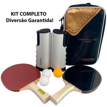 Imagem de Kit Raquete Ping Ping Rede Retratil Tenis Mesa Conjunto Completo Treino Competiçao Diversao Lazer Esporte Portatil