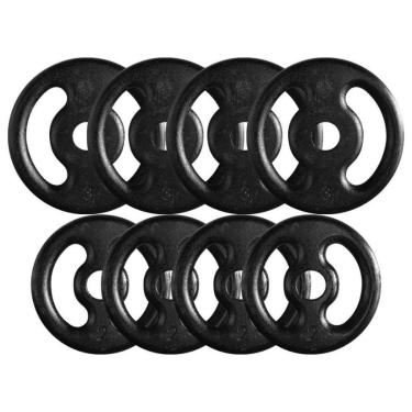 Imagem de Kit 8 Anilhas Sebo de Ferro Fundido - 20 Kg-Unissex