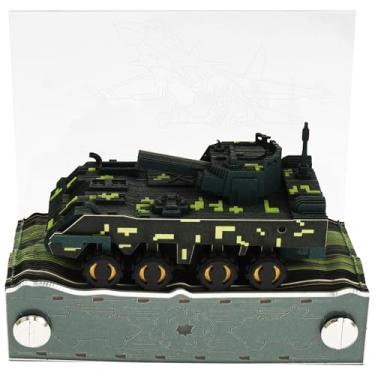 Imagem de Calendário Time Piece 2026, 2026, calendário 3D de mesa com luz LED, blocos artísticos 3D, calendário semanal, bloco de notas 3D, arte de entalhe em papel para decoração de mesa (veículo blindado)