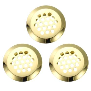 Imagem de PATIKIL Saídas de ar circulares de 2,5 cm (25 mm), pacote com 3 venezianas de ventilação de aço inoxidável Soffit Louver de malha redonda para cozinha, banheiro, sapato, armário, guarda-roupa, dourado