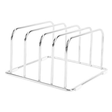 Imagem de AUNMAS Suporte Organizador de Tábua de Corte, Suporte de Tábua de Corte de Aço Inoxidável Com 4 Slots e Pés de Borracha, para Bancada de Cozinha e Armazenamento de Armário