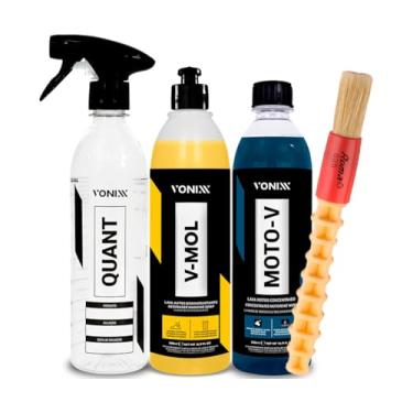 Imagem de Kit Limpa Motor Lavagem Shampoo Moto-v + V-mol Vonixx 500ml