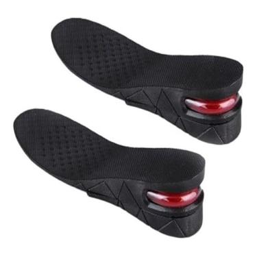 Imagem de Palmilha de Aumento de Altura 5cm, Preto, Material PU Alta Densidade, Anti Impacto, 2 Camadas Ajustáveis, Tamanho 38-41 Recortável, 1 Par
