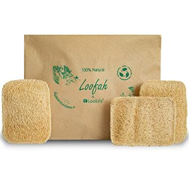 Imagem de Esponja de cozinha bucha natural (pacote com 3) - Esponjas naturais para pratos - Esponjas ecológicas e compostáveis - Prato de cozinha à base de plantas Esponja biodegradável