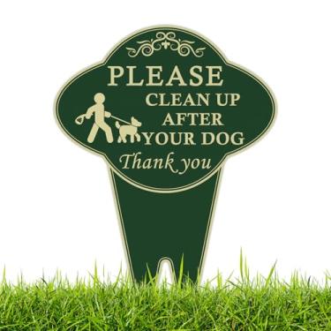 Imagem de Placa dupla face de 35 x 25 cm, limpe após a placa do seu cão com estaca integrada, alumínio pesado de 1,75 mm sem ferrugem após o sinal do seu animal de estimação, proteção UV, impermeável e