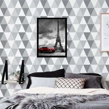 Imagem de Quadro Decorativo Fotografia Carro Vermelho Torre Eiffel