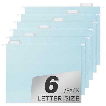 Imagem de Pastas de arquivo suspensas de alta capacidade, cores pastel, bolso expansível de 10 cm com divisórias móveis, resistente para arquivos, abas inseríveis, tamanho carta - pacote com 6 (2176U)