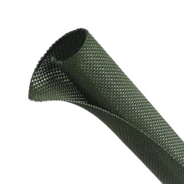 Imagem de Tubo de tear de fio automotivo, protetores de cabo trançado dividido de animais de estimação que não mastigam, gerenciamento de cabos flexíveis para TV/computador/fios elétricos (verde escuro, 1,2 cm