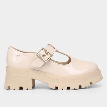 Imagem de Sapato Oxford Dakota Com Fivela Salto Médio Tratorado Verniz Feminino-Feminino
