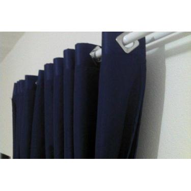 Imagem de Cortina Rustica 300x250 Azul Marinho Ilhós Cromado Admirare