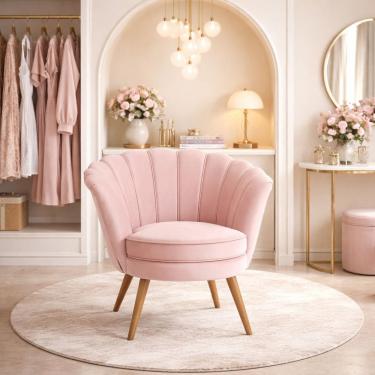 Imagem de Poltrona Pétala De Veludo Luxo Decorativa Liberty Móveis Rosê