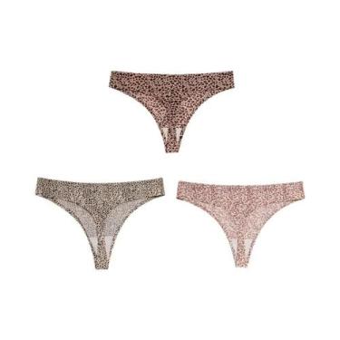 Imagem de Conjunto De 3 Tangas Sexy De Leopardo Para Mulheres, Lingerie Sem Cost