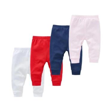 Imagem de Conjunto De Calças De Algodão Unissex Para Bebês Com 4 Peças, Calças L