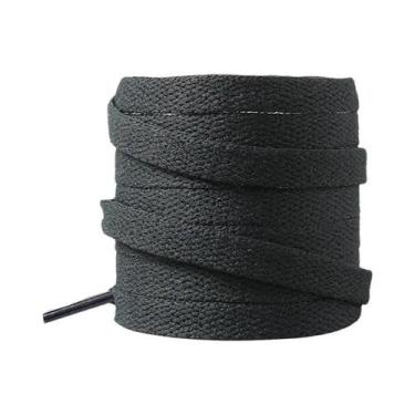 Imagem de Cadarços Planos Pretos E Brancos Para Tênis AF1 Com Fivela De Metal - 