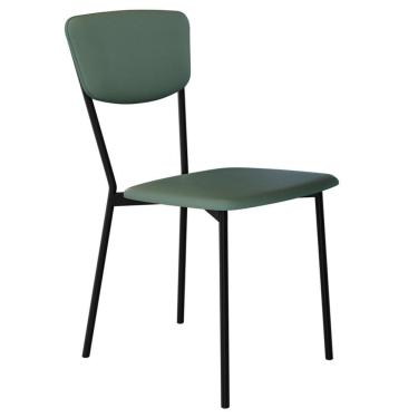 Imagem de Cadeira Estofada Para Sala De Jantar Village Preto C01 Courino Verde Sálvia - Lyam Decor