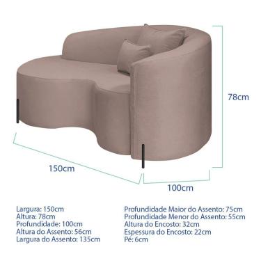 Imagem de Divã Recamier Curvo Sala De Estar Recepção Inglaterra 150cm Pés Metal Dourado Lado Esquerdo Linho Rosê