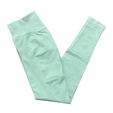 Imagem de tincolia Leggings femininas de alta elasticidade, shorts para levantar o bumbum, ioga, sem costura, controle de barriga, exercícios físicos - verde claro-PP