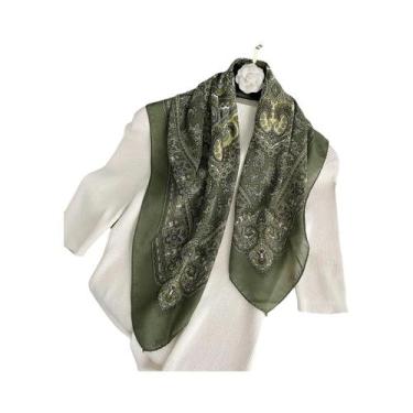 Imagem de Lenço Quadrado De Algodão Com Estampa Paisley 70X70cm Para Mulheres, D